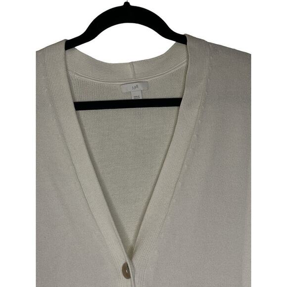 J. Jill Women's Relaxed V-Neck Pocket Button Front Cardigan Sweater Sz XL White - Picture 2 of 8